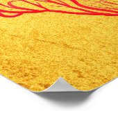 ファイアーコーラルモダンオン金ゴールドコンテンポラリーアート ポスター (角)