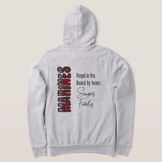 ファイアージップで鍛造された海兵隊フード付きスウェットシャツ パーカ (レイダウン裏面)