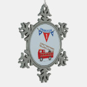 ファイアートラックの誕生日の孫 スノーフレークピューターオーナメント (左)