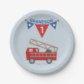 ファイアートラックの誕生日の孫 ペーパープレート (正面)