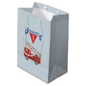 ファイアートラックの誕生日の孫 ミディアムペーパーバッグ (裏面アングル)