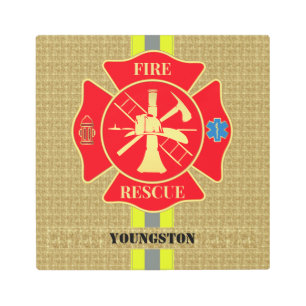 ファイアーファイアーレスキューのバンカーギアマルチーズクロス メタルプリント