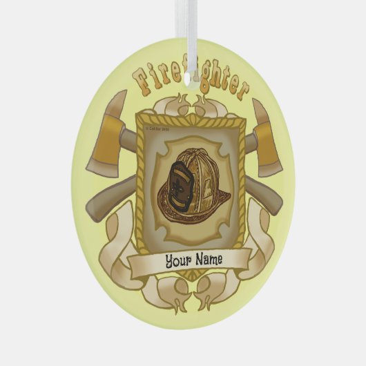 ファイアーファイターアックスシールドオーナメント ガラスオーナメント (正面右)