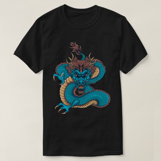 ファイアーブルー中国のドラゴン Tシャツ (デザイン正面)