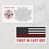 ファイアーマンの祈りの言葉マルチーズ薄い赤線ファイアーファイター 名刺 (正面/裏面)