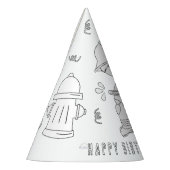 ファイアーマンバースデーパーティー – 自分の帽子を色を付ける パーティーハット (左)