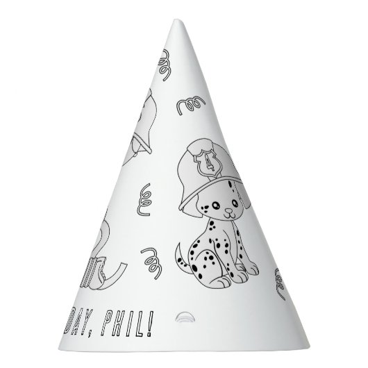 ファイアーマンバースデーパーティー – 自分の帽子を色を付ける パーティーハット (右)