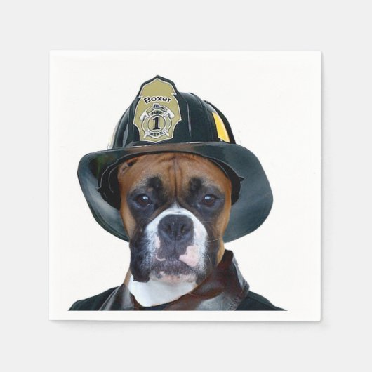ファイアーマンボクサー犬 スタンダードカクテルナプキン (正面)