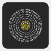 ファイアーマン祈りの言葉、ファイアやる気を起こさせるファイター スクエアシール (正面)