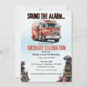 ファイアーメンズバースデーパーティーボーイ 招待状 (正面)