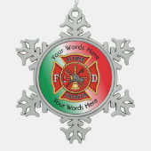 ファイア退職したファイターマルチーズクロス スノーフレークピューターオーナメント (正面)