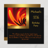 ファイア金ゴールドブラック30歳の誕生日パーティー 招待状 (正面/裏面)