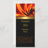 ファイア金ゴールドブラック30th誕生日パーティーロング 招待状 (正面)
