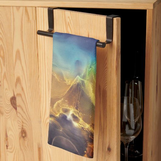 ファイア&アイス抽象芸術星雲 キッチンタオル (三つ折り)