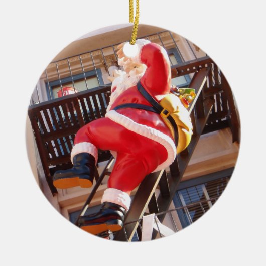 ファイア・エスケープのサンタクロース セラミックオーナメント (正面)