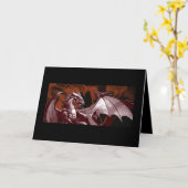 ファイア・ドラゴン・グリーティング・カード カード (黄色い花)