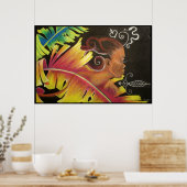 ファイア – ブラックアートプリント ポスター (キッチン)