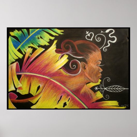 ファイア – ブラックアートプリント ポスター (正面)