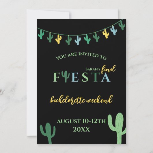 ファイエスタサボスバチェロレッテ週末の日程 招待状 (正面)
