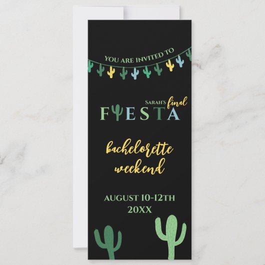 ファイエスタサボスバチェロレッテ週末の日程 招待状 (正面)
