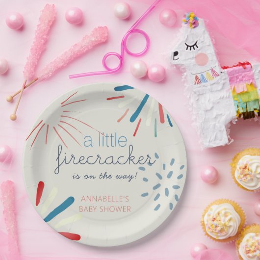 ファイクラッカー7月花火赤ちゃんシャワー4日 ペーパープレート (パーティー)