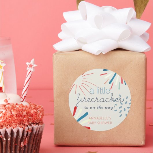 ファイクラッカー7月花火赤ちゃんシャワー4日 ラウンドシール (パーティー)