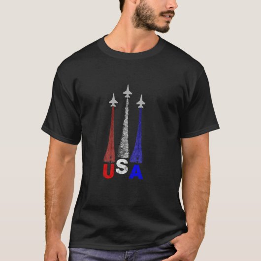 ファイタージェッツUSA 7月4日赤白青コントラ Tシャツ (正面)