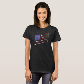 ファイタージェットアメリカ国旗の軍隊飛行機4th Of Tシャツ (正面フル)
