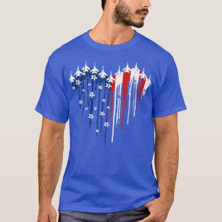 ファイタージェット機米国国旗のハートJuの4番目 Tシャツ