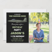 ファイタージェット誕生日招待状グリーンダークフォト 招待状 (正面)
