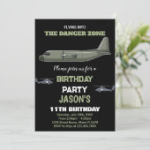 ファイタージェット誕生日招待状グリーンダークブラック 招待状 (スタンド正面)