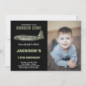 ファイタージェット誕生日招待状ブラック（写真付） 招待状 (正面)