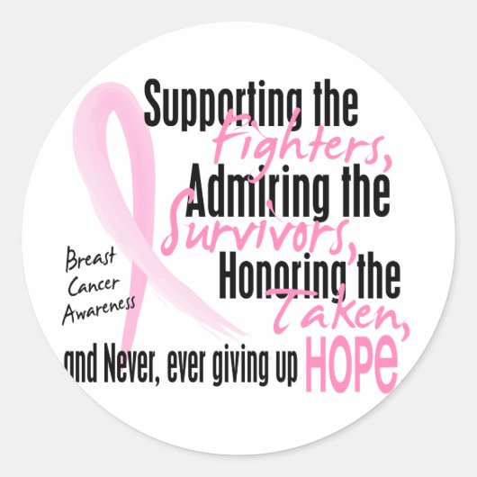 ファイターズ生存者撮影水彩ピンクリボン ラウンドシール (正面)