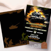 ファイターソルジャータンクカモフラージュ誕生日ボーイ 招待状