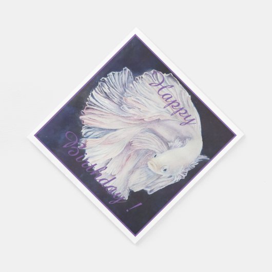 ファイターフィッシュハッピーバースデーパーティーお祝い スタンダードランチョンナプキン (角)