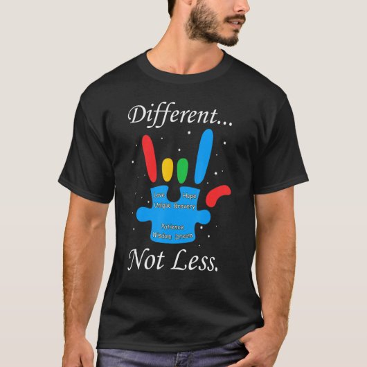 ファイター違うnot less自閉症パズル自閉症 tシャツ (正面)
