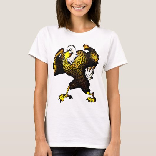 ファイティングイーグルの漫画の女性 Tシャツ (正面)