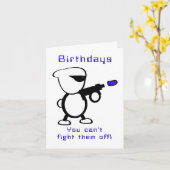 ファイティングエイリアン誕生日 カード (黄色い花)