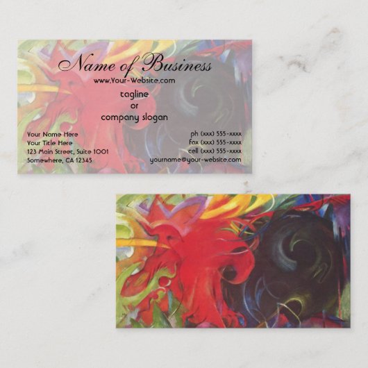 ファイティング型枠by Franz Marc; Kempfende Formen 名刺 (正面/裏面)