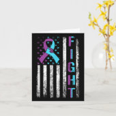 ファイト自殺認識度アメリカ国旗の紫ティール（緑がかった色） カード (黄色い花)