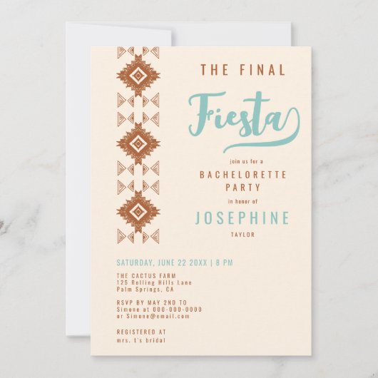 ファイナルフィエスタテラコッタデザートバチェロレッテ 招待状 (正面)