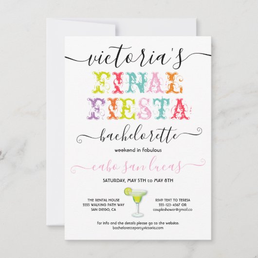 ファイナルフィエスタバチェロレッテ週末パーティー 招待状 (正面)