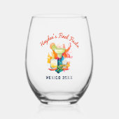 ファイナルフィエスタメキシコパーソナライズされたバチェロレッテ ステムなしワイングラス (正面)