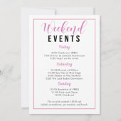 ファイナルフラミングルバチェロレッテ週末の日程 招待状 (裏面)