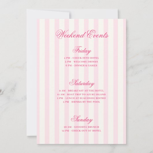 ファイナルフラミングルピンクストライプのバチェロレッテ 招待状 (裏面)