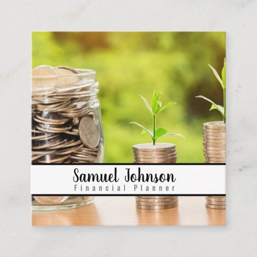 ファイナンシャルプランナー会計士資産管理 スクエア名刺 (正面)
