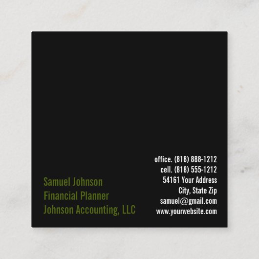 ファイナンシャルプランナー会計士資産管理 スクエア名刺 (裏面)