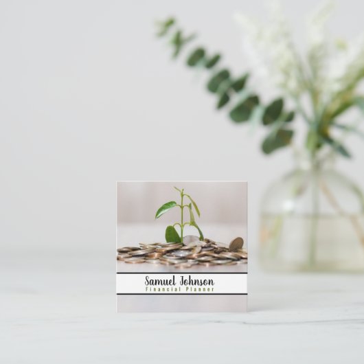 ファイナンシャルプランナー会計士資産管理 スクエア名刺 (スタンド正面)