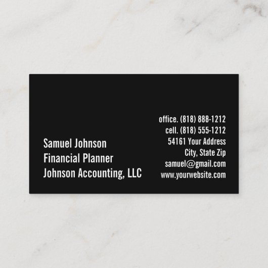 ファイナンシャルプランナー会計士資産管理 名刺 (裏面)