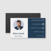 ファイナンシャルプランナー 白青 ビジネスカード マグネット (正面/裏面)